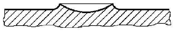 A figura a representa a impressão normal; na figura b observa-se que houve aderência do material à esfera durante a aplicação da carga; e na figura c, as bordas estão abauladas, dificultando a