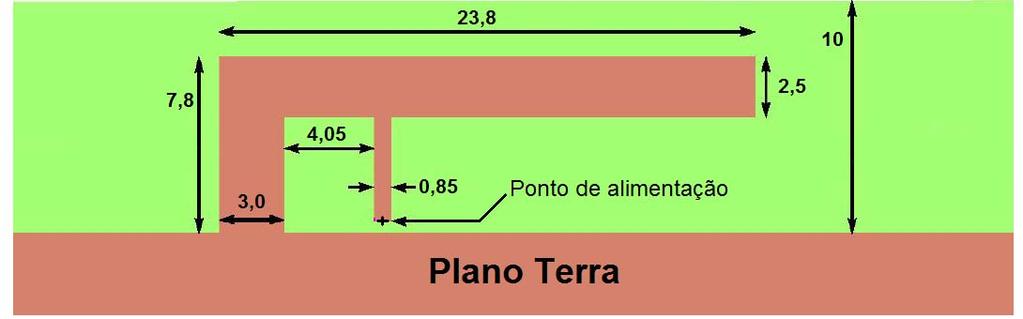 81 Figura 5.8 Dimensões (mm) da antena F contida no módulo.