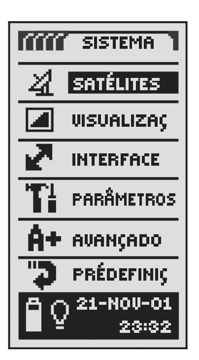 itinerários. A Página de Sistema permite-lhe obter acesso a vários parâmetros e formatos de configuração.