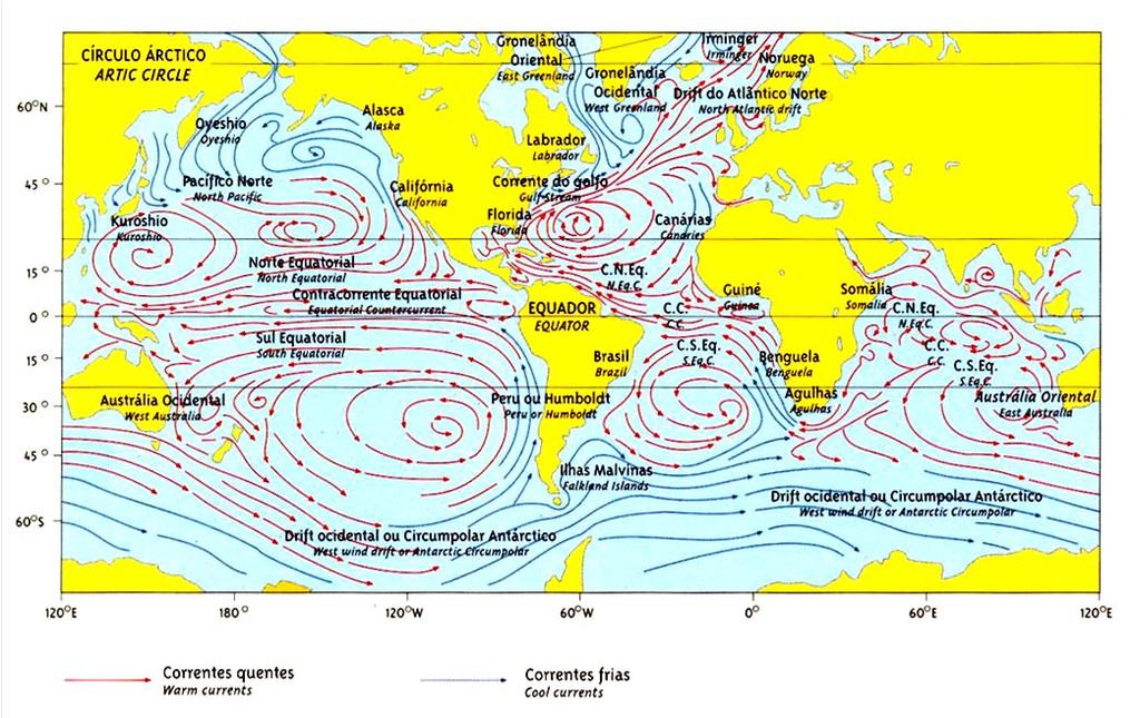 Campo médio do vento na superfície da Terra e posição
