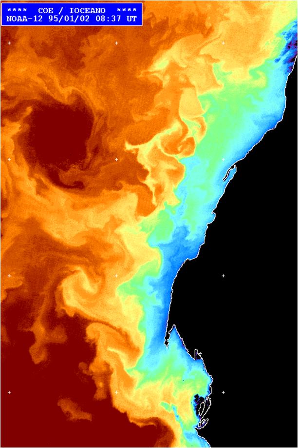 O Afloramento Costeiro Temperatura da superfície do mar obtida a