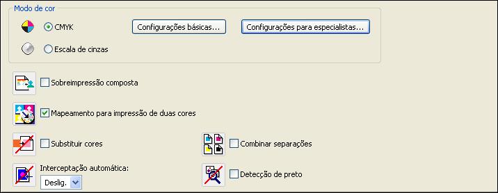 SPOT-ON COM MAPEAMENTO PARA IMPRESSÃO DE DUAS CORES 17 Impressão de uma tarefa de mapeamento para impressão de duas cores Depois de mapear as cores na janela de definição do mapeamento para impressão