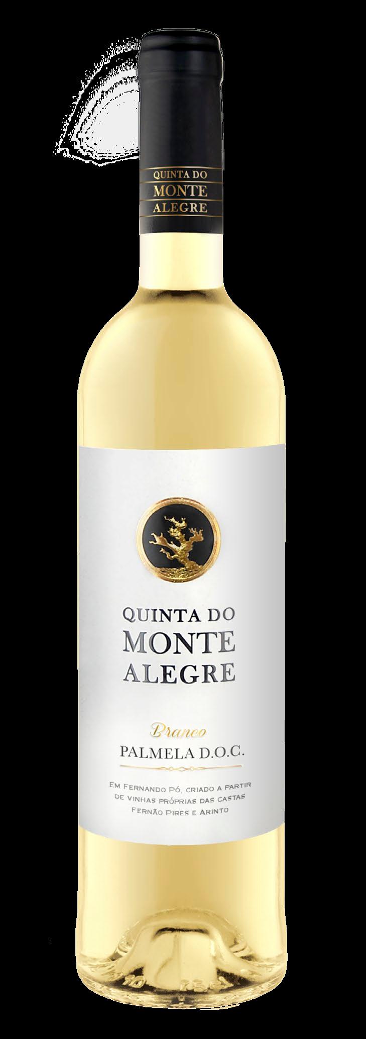 Vinho branco produzido na Quinta do Monte Alegre, em Fernando Pó, de acordo com a certificação de origem PALMELA D.O.C.