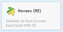 No smulador de RE Regsro de Exporação (no Novoex): No