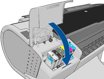 O visor do painel frontal confirma que todos os cartuchos foram inseridos corretamente.