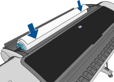 8. Insira a borda do papel na impressora. AVISO! Não introduza os dedos na parte interna do caminho do papel da impressora.