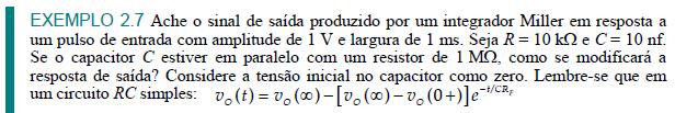 Exemplo 2.6 Projee para A nv = 40dB, f H = khz e R n = kω 4 k = 00 ω = 2πkHz 0,59nF k 00k +80º +35º +90º 04 04 R F v ( ) =.