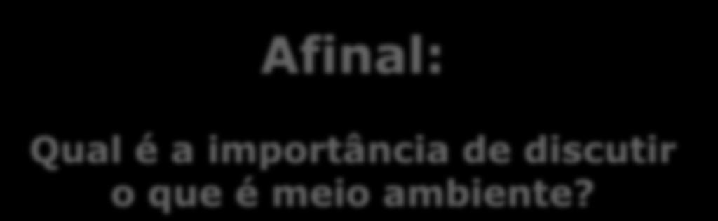 MEIO AMBIENTE e suas representações Afinal: Qual é a importância