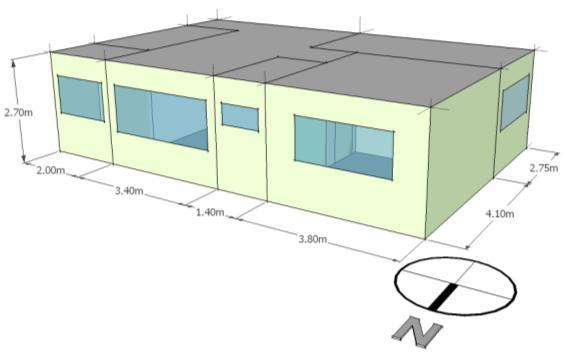 A edificação representa um edifício vertical de cinco pavimentos, com 4 apartamentos por pavimento, conforme pode ser observado na Figura 1.