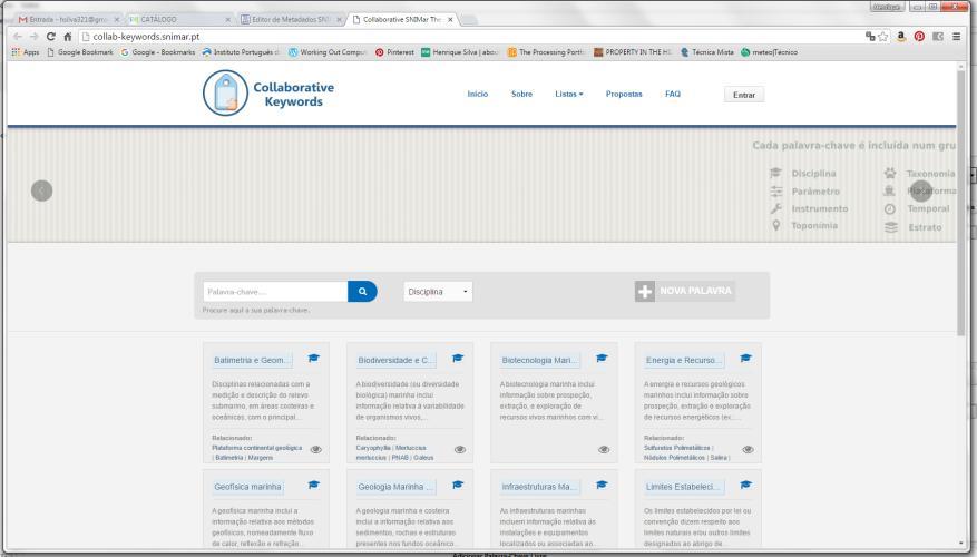 Editor de metadados SNIMar Integração com o thesaurus SNIMar,