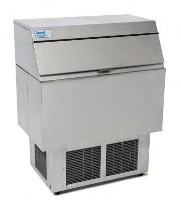 incorporado gabinete: aço inox com depósito incorporado 111 x 89 x 54cm capacidade do depósito: 50kg / 2250 cubos peso: 78kg tensão: 127V / 220V HP nominal: 2x1/3 EGC150MA - produção gabinete: aço