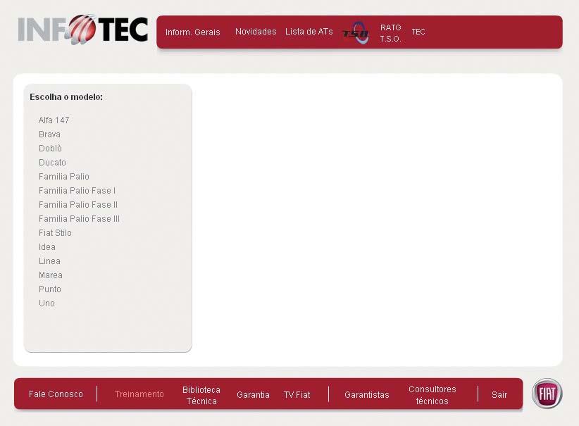 Após o Login, teremos acesso à tela principal. Conteúdo disponível no INFOTEC Na parte superior da janela, temos acesso às seguintes opções: Informações Gerais Circulares para gerentes, E.