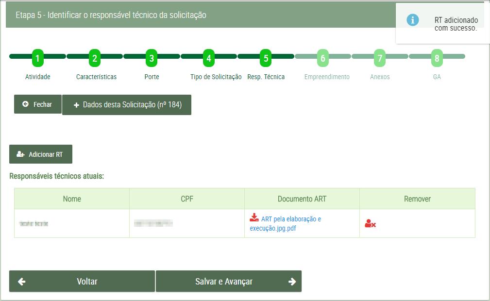 Etapa 5 - Identificar o Responsável Técnico