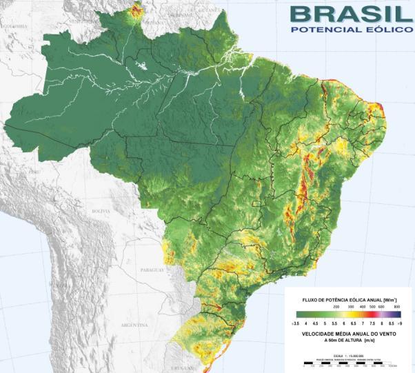 Potencial Eólico 50 metros Fonte: