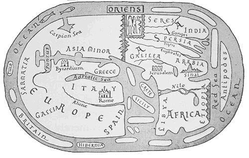 Idade Média: representação da Terra sob influência do sentido cristão.