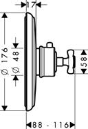 AXOR Montreux Válvula de fechamento Fixfit Stop - AXOR Montreux - Possui conexão para flexível - Válvula de fechamento para duchas manual e higiênica - Acompanha adaptador de rosca DN20 níquel