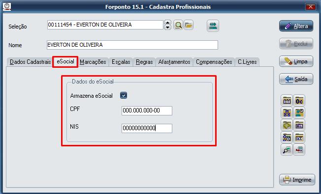 A Carga Horária Semanal do funcionário deverá ser informada na aba Dados Cadastrais, no grupo Carga Horária.