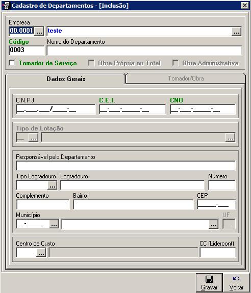 2 Menu: Cadastros - Departamentos 2.