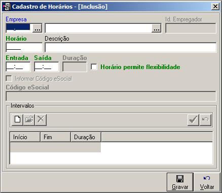 4 Menu: Cadastros - Horários 4.