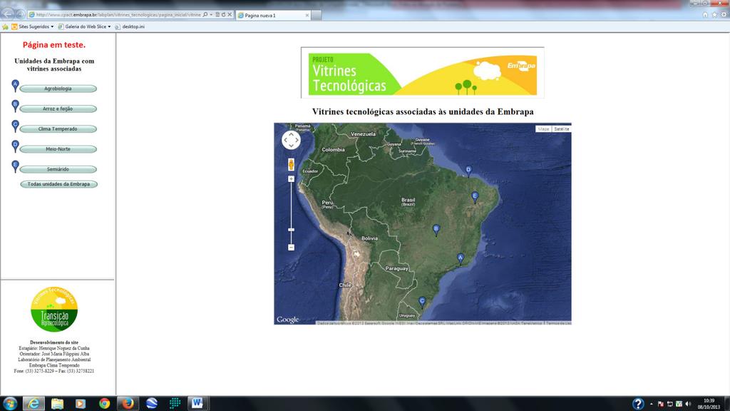 4 O Web SIG das Vitrines Tecnológicas da Embrapa: Fase Preliminar