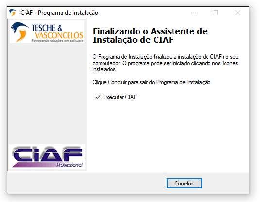 Após a instalação será apresentada a janela de finalização do assistente de instalação, basta clicar em CONCLUIR para finalizar os