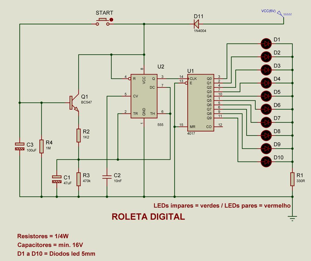DIAGRAMA ESQUEMÁTICO R1 = resistor de 330 Ω R2 = resistor de 1,2kΩ R3 = resistor de 470kΩ R4 = resistor de 1MΩ C1 = capacitor eletrolítico 47uF C2 = capacitor multicamadas 10nF C3 = capacitor
