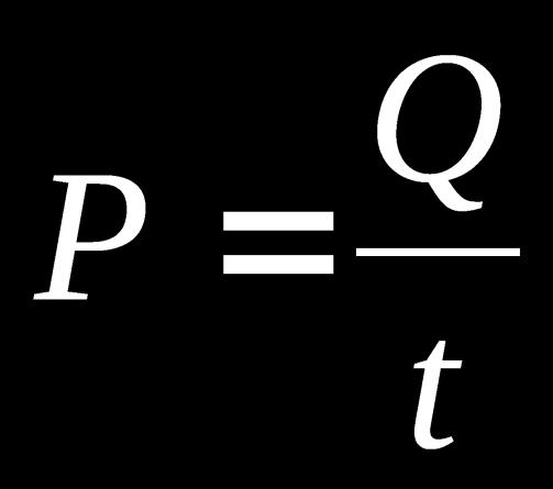 Onde: P = potência, em watt (W) Q = trabalho ou energia, em joule (J) t = tempo, em segundos (s)