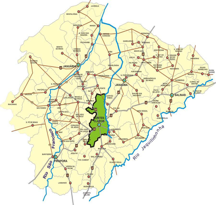 66 Figura 3: Ligações rodoviárias no Norte de Minas Fonte: DNIT (Departamento Nacional de Infraestrutura de Transportes), Montes Claros/MG Possui aeroporto com voos domésticos, de transporte de