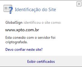 Após clicar sobre o cadeado, o browser disponibilizará a