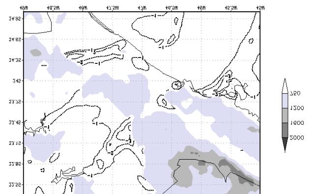 510 Vasconcellos et al. Volume 25(4) (a) (b) (d) (c) (e) Figura 13 - (a) Temperatura do ar (ºC) em 850 hpa (25/05/2005 09Z), (b) PNMM (hpa) (25/05/2005 06Z), (c ) vento (m.