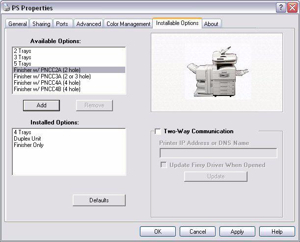 DEFINIR AS OPÇÕES DO DISPOSITIVO DO CONTROLADOR Esta secção explica como garantir que o controlador da impressora pode utilizar todas as funcionalidades de hardware instaladas na sua impressora.