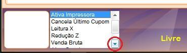 Comandos da impressora fiscal <F3> - Irá aparecer uma janela no rodapé da tela com um menu contendo os comandos da impressora fiscal, caso não tenha nenhuma impressora configurada este menu não irá