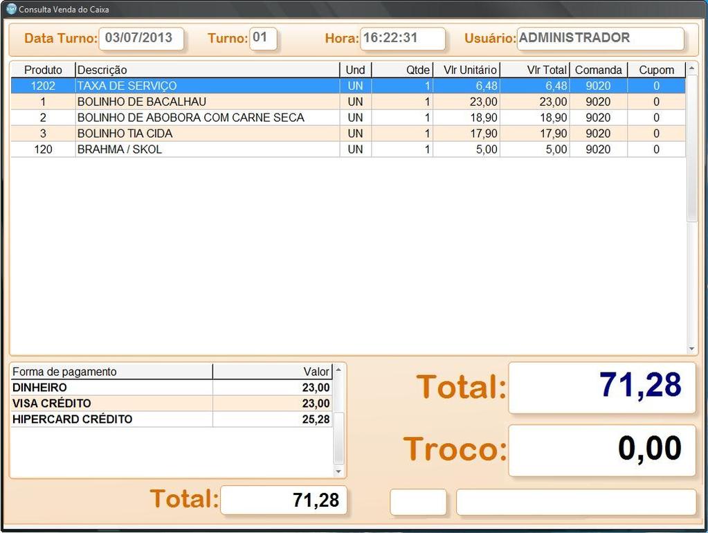 - Para cancelar (excluir) uma venda ou lançamento, posicione a barra azul sobre o registro e tecle <del>, irá solicitar uma senha e um motivo para o cancelamento, a senha deverá ter permissão de