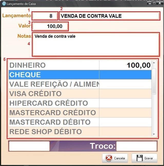 Forma de pagamento Contra-Vale.