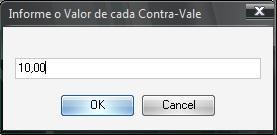 Na tela do caixa pressione <F5>, a tela a seguir será exibida. Lançamento de Caixa Venda de Contra-Vale: Siga as instruções de acordo com o numero de identificação do campo.