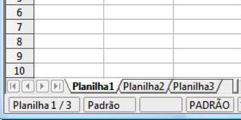 NOME INICIAL DAS PLANILHAS Quando o usuário começa a edição de um novo arquivo no BrOffice Calc, este arquivo contém três planilhas chamadas de Planilha1,