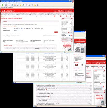 A informação para o cliente: via Internet Banking 8 Sua empresa também poderá obter uma visão consolidada da