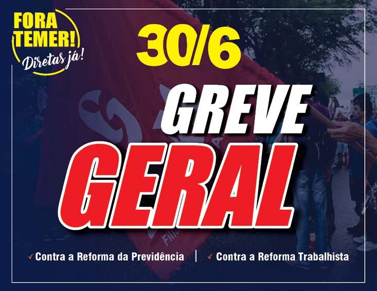 Michel Temer e pela realização de eleições diretas. Na ocasião, os trabalhadores, juntamente com representantes de todos os movimentos sociais, caminharão em protesto pelas ruas de Natal.