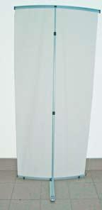 L-Banner convex and adjustable height. Aluminium, plastic parts.