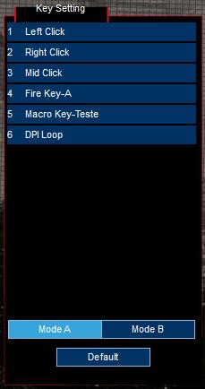 A. Neste ponto vemos o botão 4 configurado com a função Macro Key. B. Clique em Apply para salvar configurações. Configuração de Macro 1.