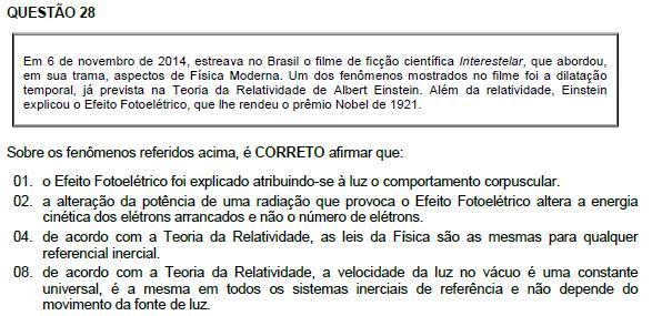 Finalmente, determinando a potência útil para que o mesmo indivíduo suba com velocidade constante de 0,5 m/s: Pú = F. v m Pú = 800. 0,5 Pú = 400 W 16. Correta.