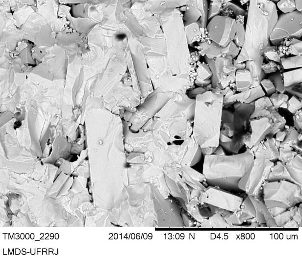 Figura 53 Micrografia com ampliação de 800 vezes da seção reta das amostras.