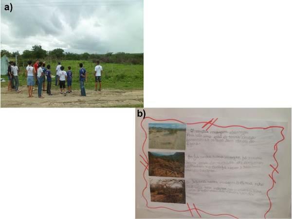 Figura 02: Ações realizadas com o 5ª ano do ensino fundamental II. Figura 2a: Aula de campo realizado na zona rural do município de Conceição do Coité/BA.