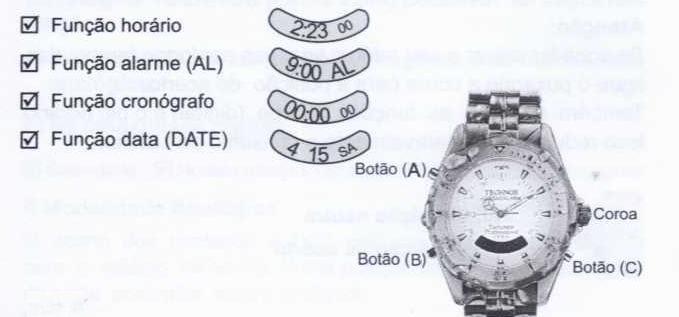 INSTRUÇÕES PARA RELÓGIO TECHNOS ANALÓGICO / DIGITAL T205, T206 e T240AB, T240AD, T200AA E T200AB. Os relógios TECHNOS (Linha T205, T206 E T200) possuem as seguintes funções: 1.