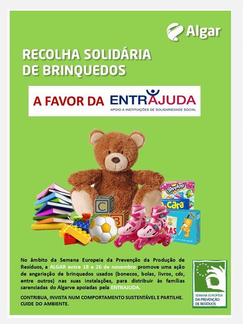 apoiadas pela ENTRAJUDA. A ação resultou em 37 quilos de brinquedos, destacando-se em maior quantidade os jogos de tabuleiro, livros, carrinhos e bolas.