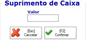 SUPRIMENTO DE CAIXA O suprimento ou reforço de caixa, que consiste em suprir o caixa em situações como, por exemplo, falta de troco.