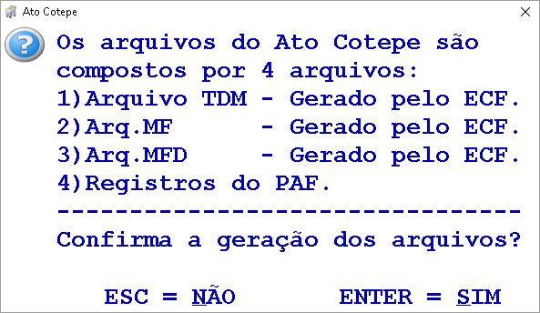 Ao termino da gravação sistema exibe o local onde os arquivos foram gravados e solicita confirmação da gravação do arquivo em CD.