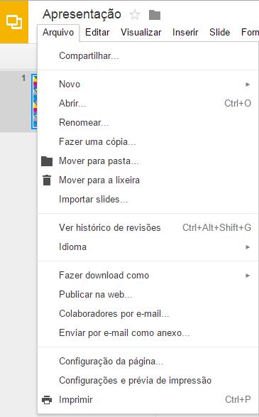 5.5 Apresentando seus Slides Uma das vantagens do Google Docs é a possibilidade de exibir sua apresentação no próprio navegador, inclusive com