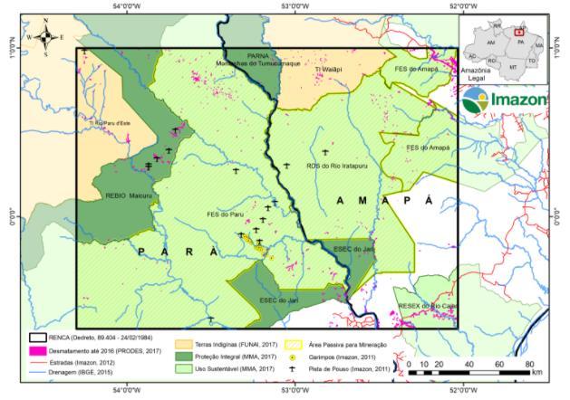 ANEXO 1 A Reserva Nacional de Cobre e Associados (RENCA), localizada na divisa do Pará e Amapá, é uma área de grande importância para a conservação da biodiversidade e do meio de vida das populações