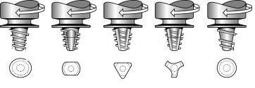 Figura 3- Esquemas de diferentes perfis de ferramenta usados em FSW [19]. Figura 4- Três tipos de geometria de ferramenta diferentes [16].